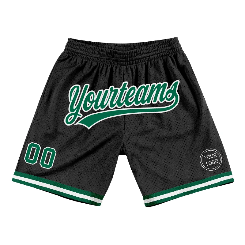 One Size Black Kelly Green-White Authentic Throwback Basketball Shorts