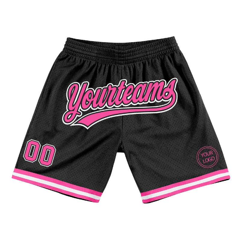 One Size Black Pink-White Authentic Throwback Basketball Shorts