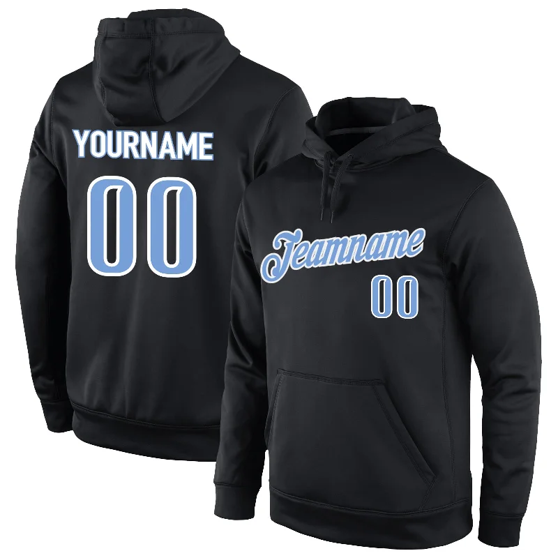 One Size Stitched Black Light Blue-White Sports Pullover Sweatshirt Hoodie