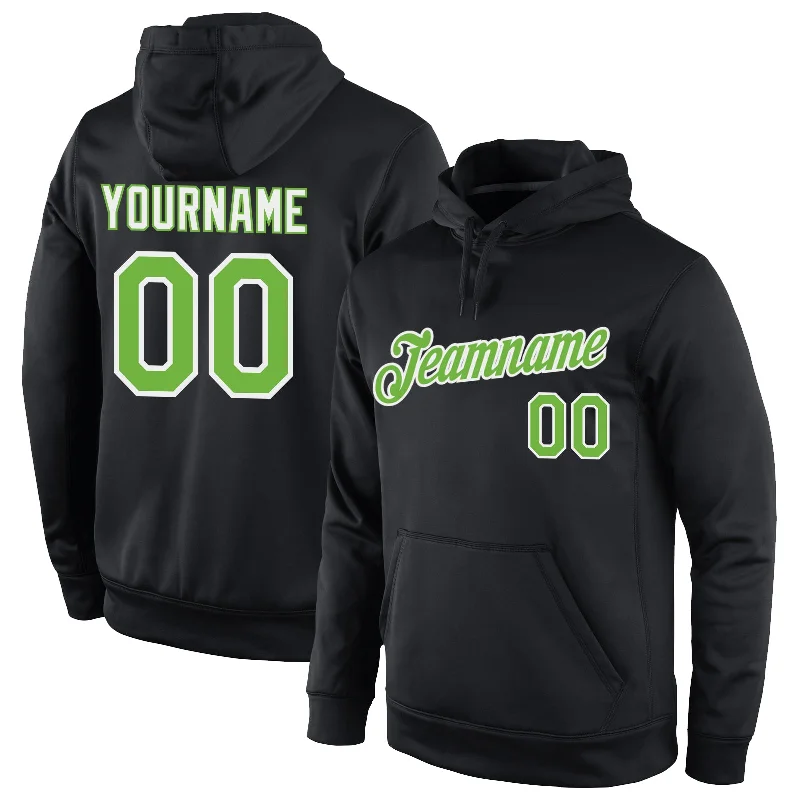 One Size Stitched Black Neon Green-White Sports Pullover Sweatshirt Hoodie