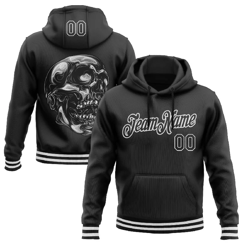 One Size Stitched Black White 3D Halloween Sports Pullover Sweatshirt Hoodie