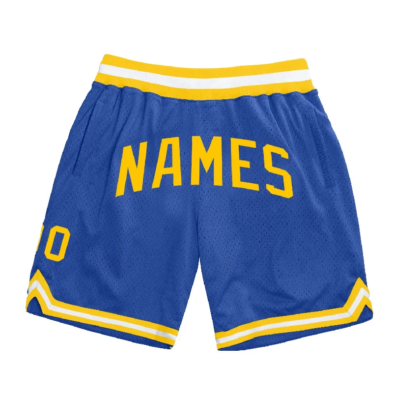 One Size Blue Gold-White Authentic Throwback Basketball Shorts