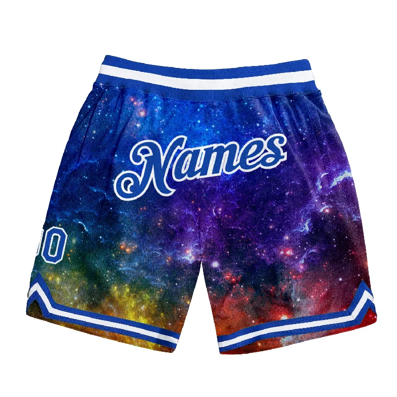 One Size Galactic Royal-White 3D Authentic Basketball Shorts