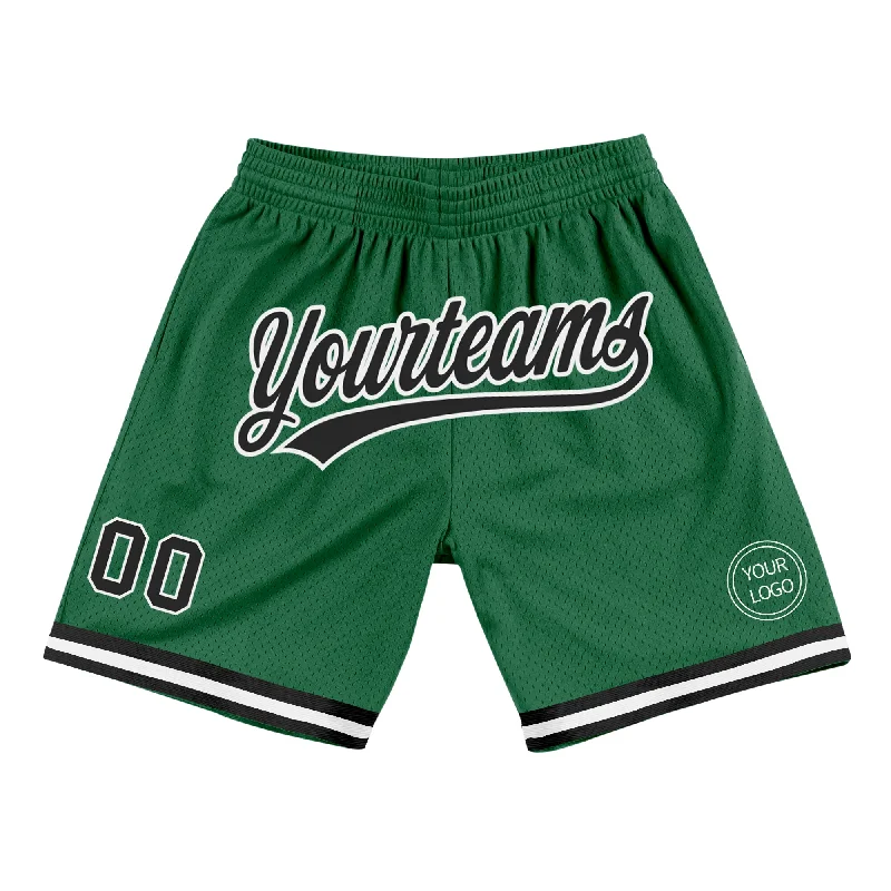 One Size Kelly Green Black-White Authentic Throwback Basketball Shorts