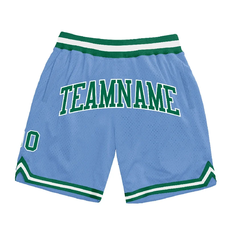 One Size Light Blue Kelly Green-White Authentic Throwback Basketball Shorts