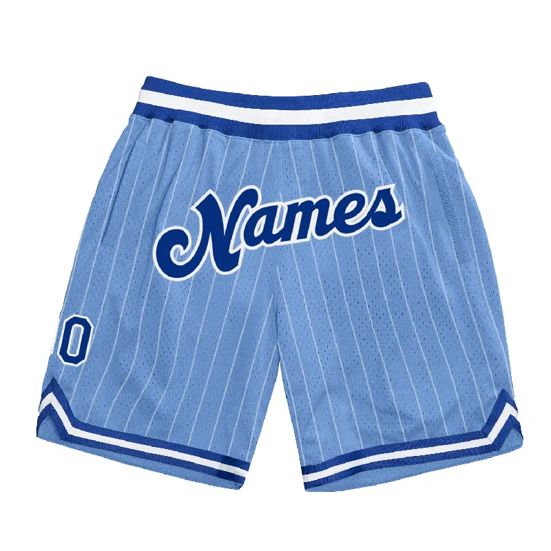 One Size Light Blue White Pinstripe Royal-White Authentic Basketball Shorts