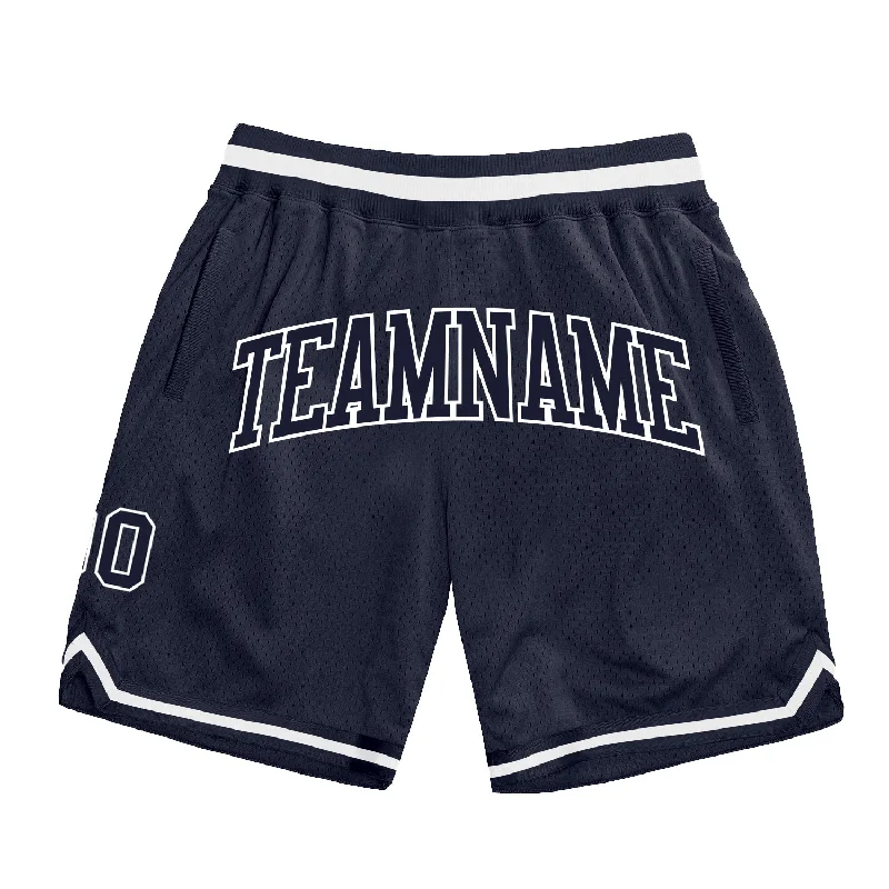 One Size Navy Navy-White Authentic Throwback Basketball Shorts