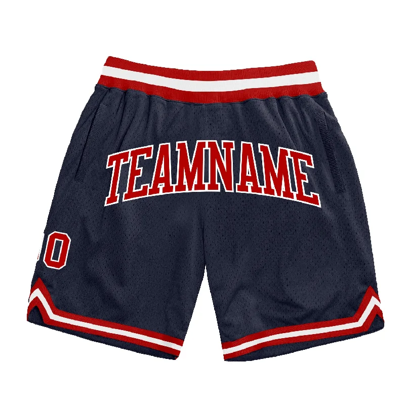 One Size Navy Red-White Authentic Throwback Basketball Shorts