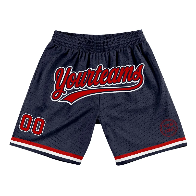 One Size Navy Red-White Authentic Throwback Basketball Shorts