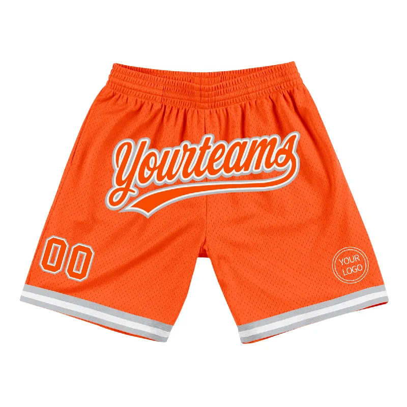 One Size Orange White-Gray Authentic Throwback Basketball Shorts