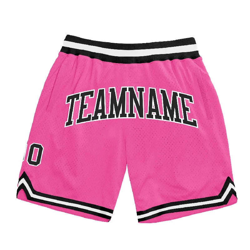 One Size Pink Black-White Authentic Throwback Basketball Shorts