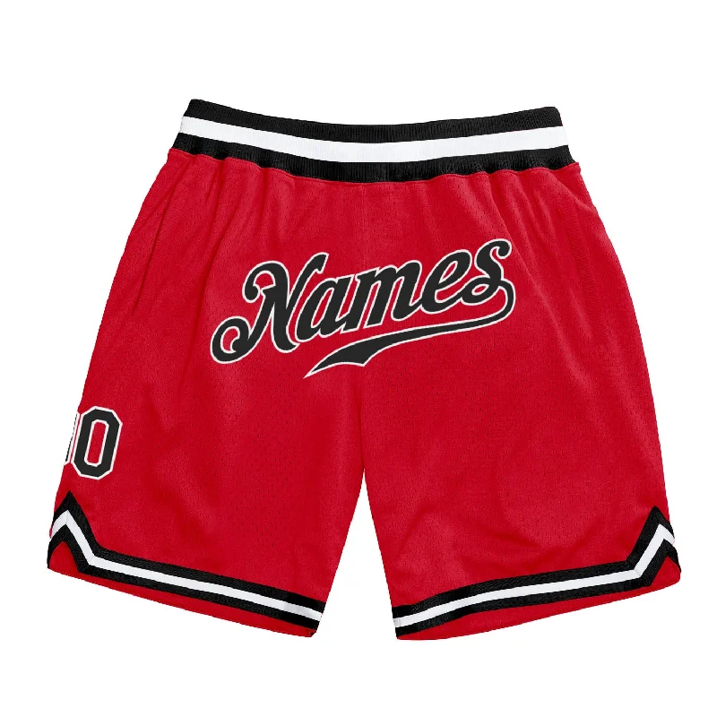 One Size Red Black-White Authentic Throwback Basketball Shorts