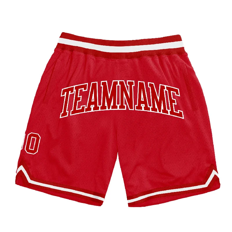 One Size Red Red-White Authentic Throwback Basketball Shorts