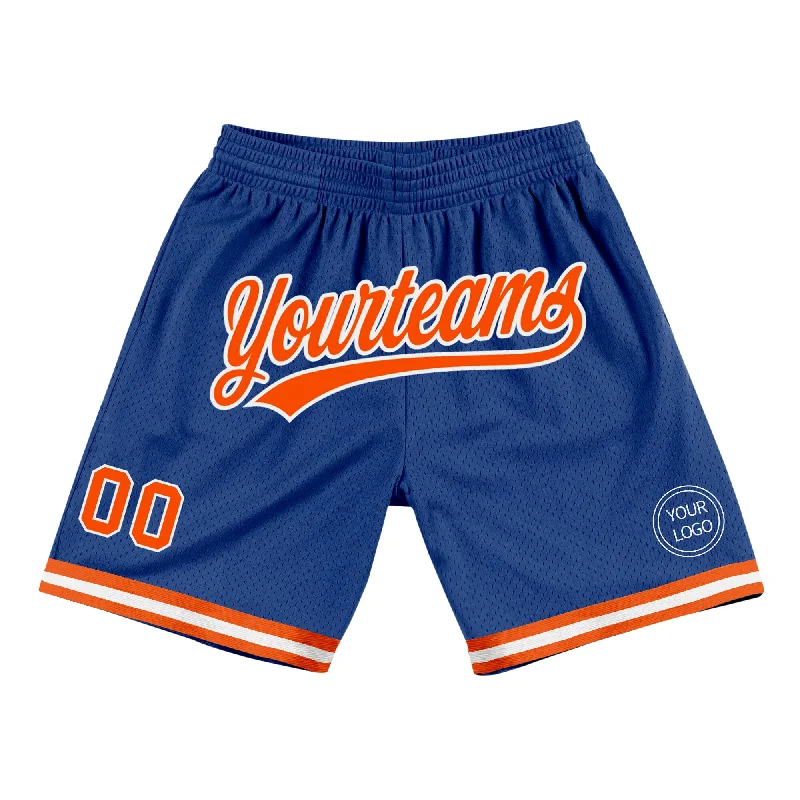 One Size Royal Orange-White Authentic Throwback Basketball Shorts