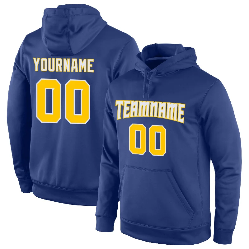 One Size Stitched Royal Gold-White Sports Pullover Sweatshirt Hoodie