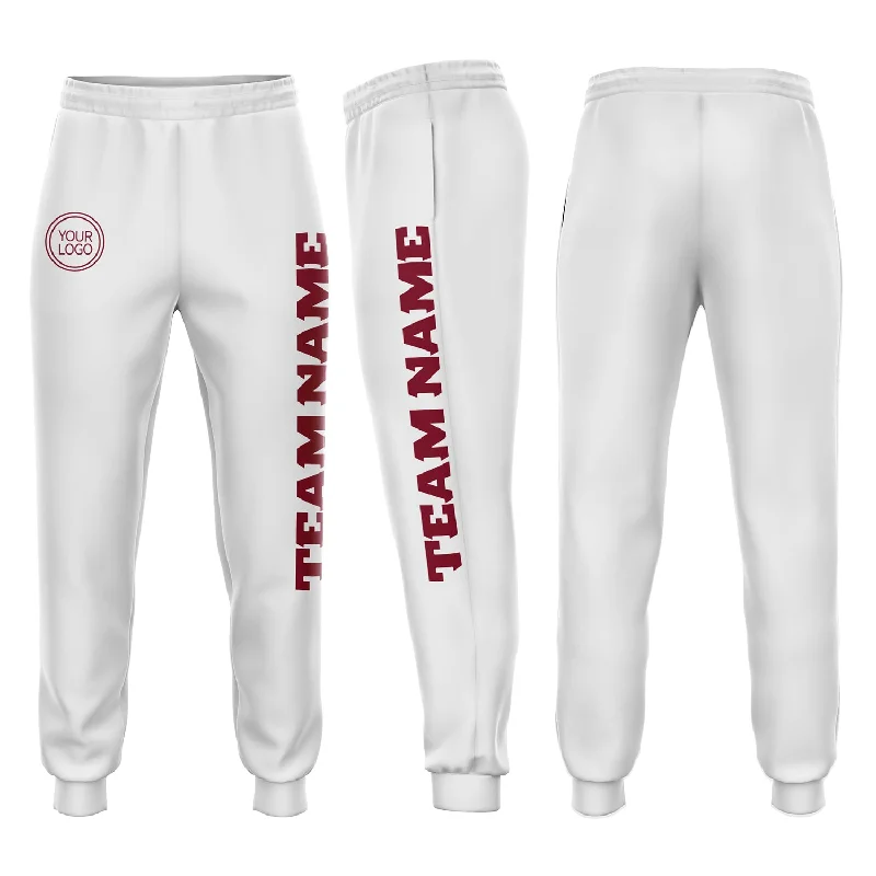 One Size White Crimson Fleece Jogger Sweatpants