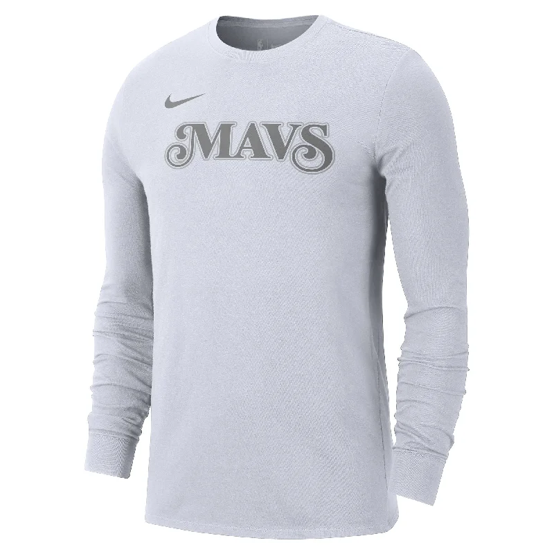 DALLAS MAVERICKS NIKE CITY EDITION 2024-25 ESSENTIAL MAVS WHITE LONG-SLEEVE TEE