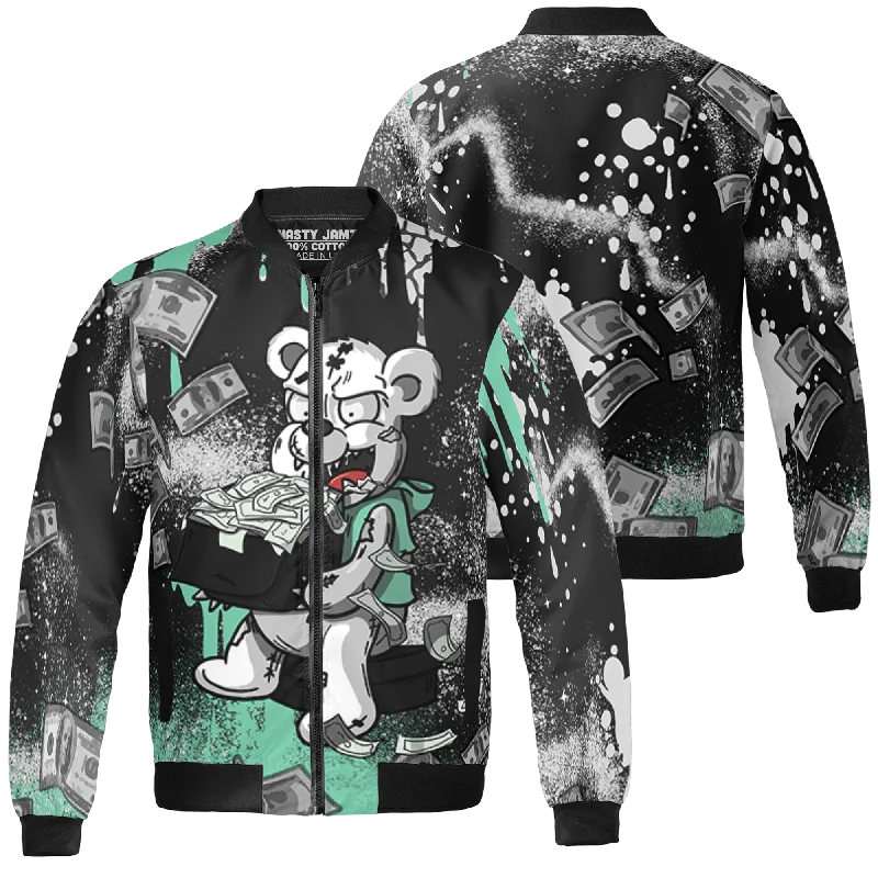 NastyJamz Green Glow 3s Jacket Match Cash Money Splash Paint All-Over Print