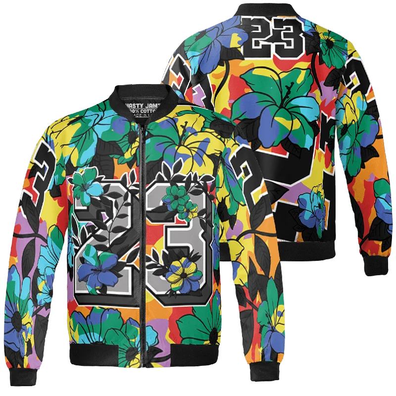 NastyJamz Mid GS Six Championships 1s Jacket Match 23 Floral Flowers All-Over Print