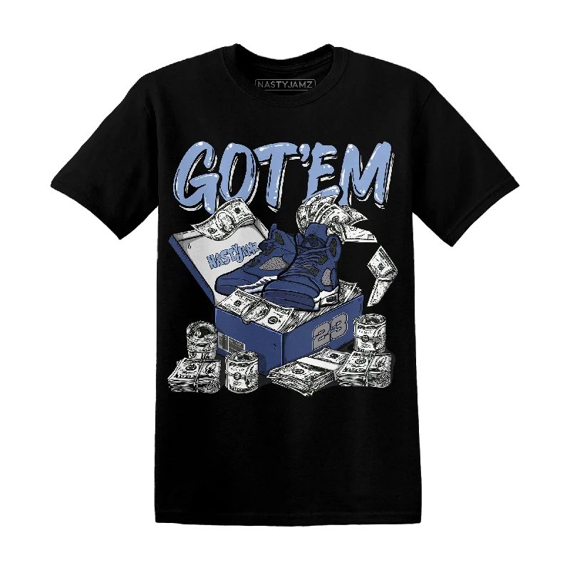 NastyJamz Midnight Navy 5s T-Shirt Match Dollar Sneaker Box