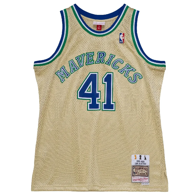 DALLAS MAVERICKS DIRK NOWITZKI HARDWOOD CLASSIC GOLD JERSEY