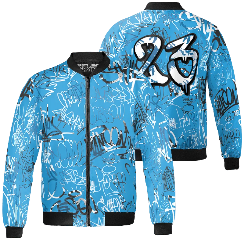 NastyJamz Powder Blue 9s Jacket Match 23 Hiphop Graffiti Pattern All-Over Print