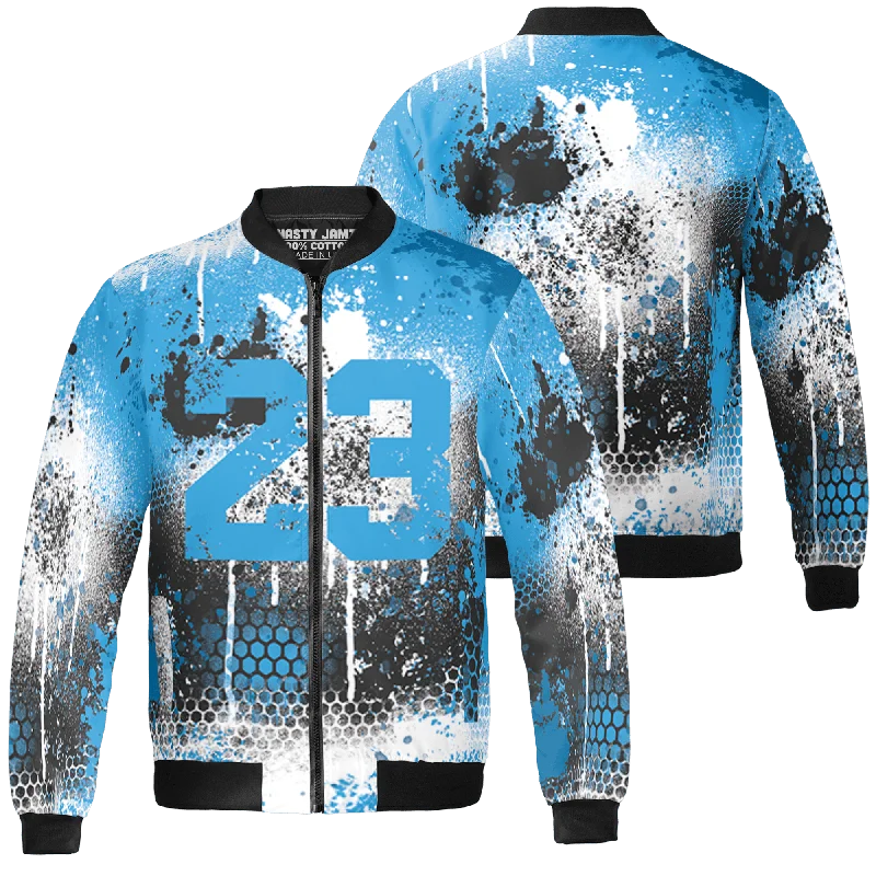 NastyJamz Powder Blue 9s Jacket Match 23 Painted Graffiti All-Over Print