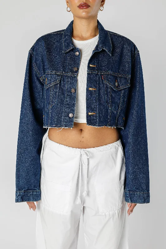 Rework Vintage Levi's USA Crop Denim Jacket - L