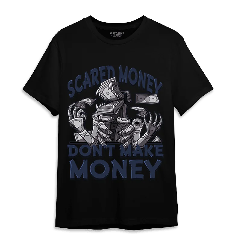 NastyJamz White Navy 3s T-Shirt Match Scared Moneyy