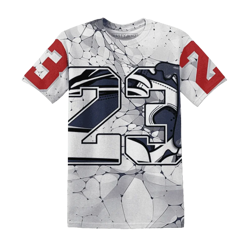 NastyJamz White Navy 6s T-Shirt Match 23 Sneaker All-Over Print