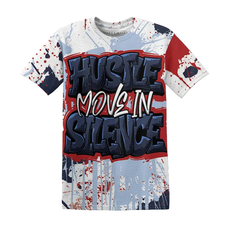 NastyJamz White Navy 6s T-Shirt Match Hustle Move In Silence All-Over Print