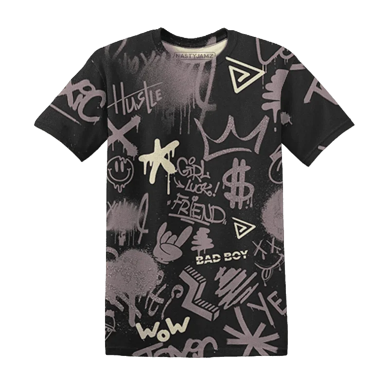 NastyJamz Black Violet Ore 3s T-Shirt Match Graffiti King Doodle Style All-Over Print