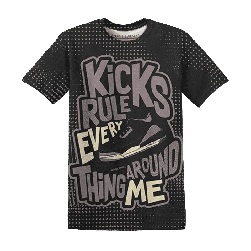 NastyJamz Black Violet Ore 3s T-Shirt Match Kicks Rule All-Over Print