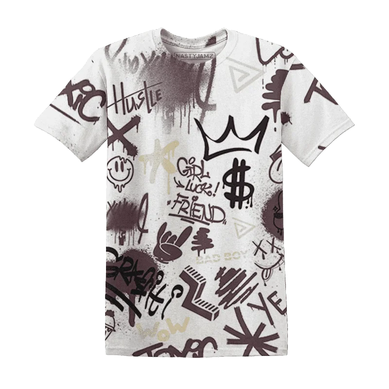 NastyJamz Burgundy Crush 3s T-Shirt Match Graffiti King Doodle Style All-Over Print