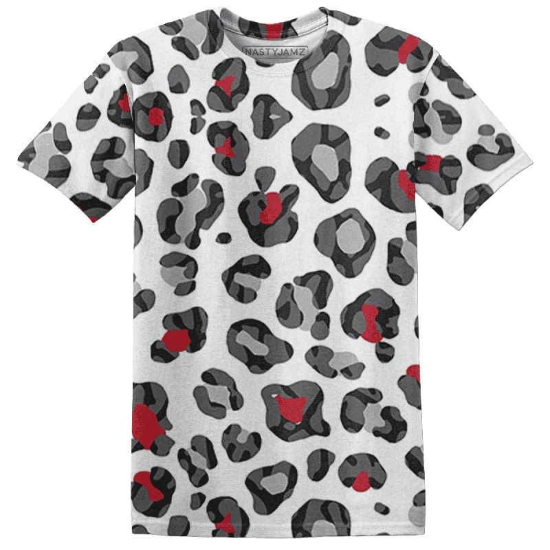 NastyJamz Cement Grey 3s T-Shirt Match Leopard Pattern All-Over Print