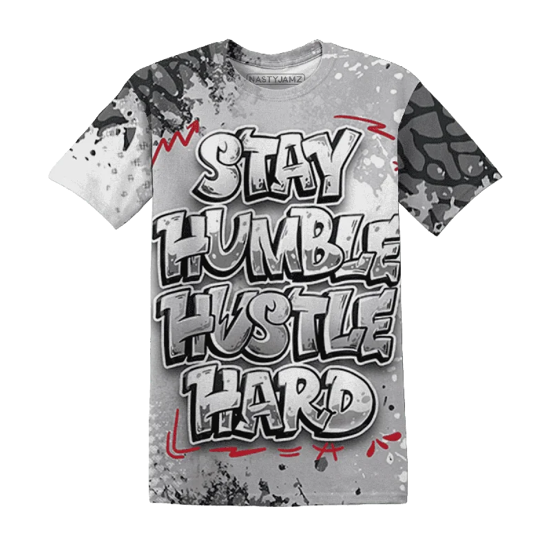 NastyJamz Cement Grey 3s T-Shirt Match Stay Humble Hustle Hard All-Over Print