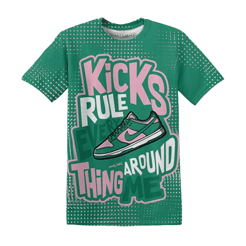 NastyJamz Dunk Pink Malachite Medium Soft Low Sail T-Shirt Match Kicks Rule All-Over Print