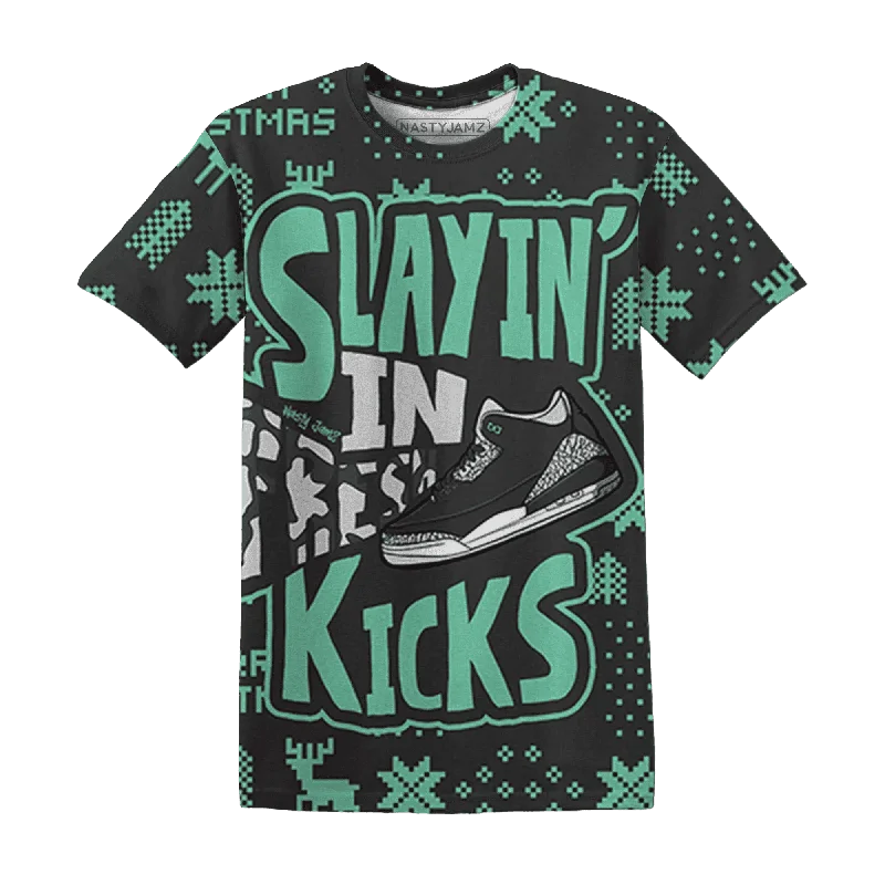 Green Glow 3s NastyJamz T-Shirt Match Slayin Kicks All-Over Print