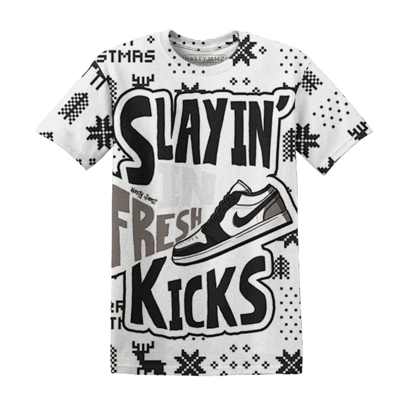 Low Mocha 1s NastyJamz T-Shirt Match Slayin Kicks All-Over Print