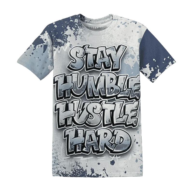 NastyJamz Mid Diffused Blue Grey 1s T-Shirt Match Stay Humble Hustle Hard All-Over Print