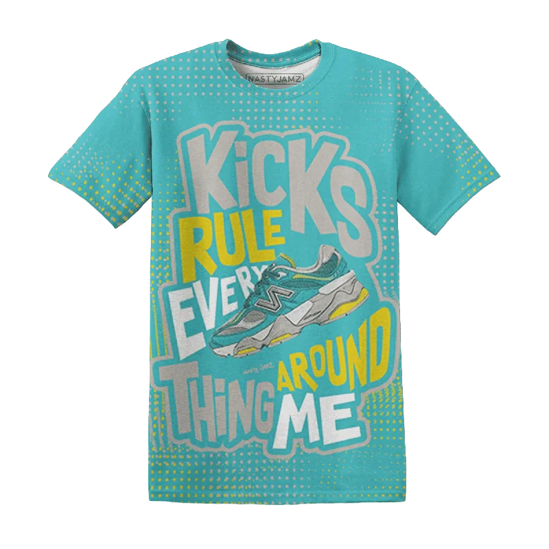 NastyJamz NBL Cyan Burst 9060 T-Shirt Match Kicks Rule All-Over Print