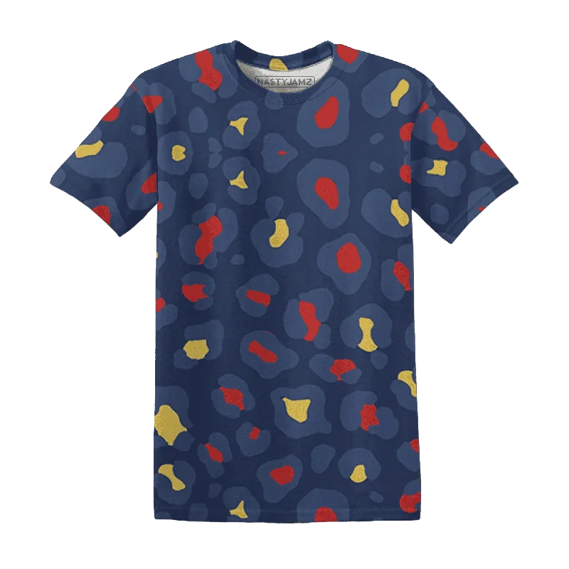 NastyJamz VaporMax Plus Midnight Navy Gold Black T-Shirt Match Leopard Pattern All-Over Print