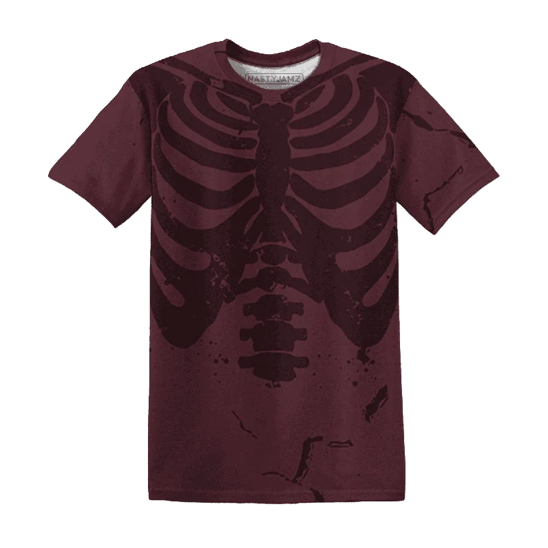 NastyJamz VaporMax Night Maron Burgundy T-Shirt Match Skeleton Y2k All-Over Print