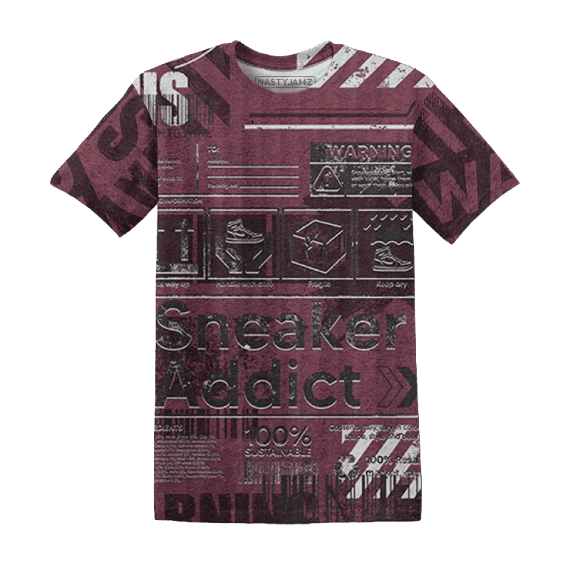 NastyJamz VaporMax Night Maron Burgundy T-Shirt Match Sneaker Addict Warning All-Over Print