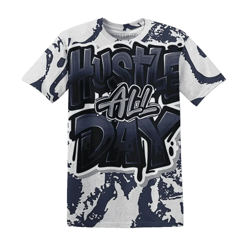 VaporMax Plus Midnight Navy White Metallic Silver NastyJamz T-Shirt Match Hustle All Day All-Over Print